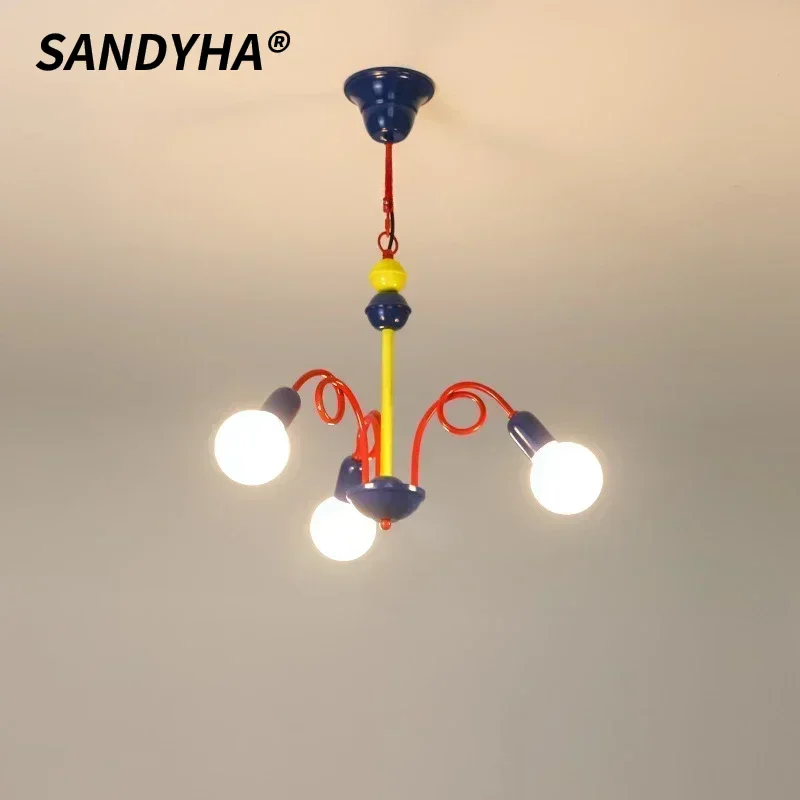 

SANDYHA Nordic Cream Pendant Light Colorful Macaron Ceiling Chanderlier Home Decor Living Bedroom Dining Table Led Hanging Light