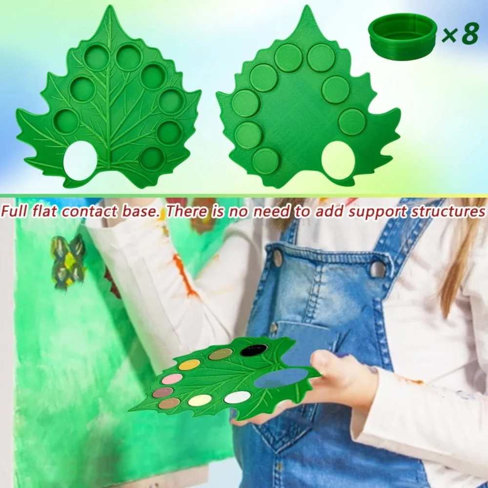 Portable Green Leaf Watercolor Palette Reusable Removable Paint Palette Plant Shape Drawing Tool Oil Paint