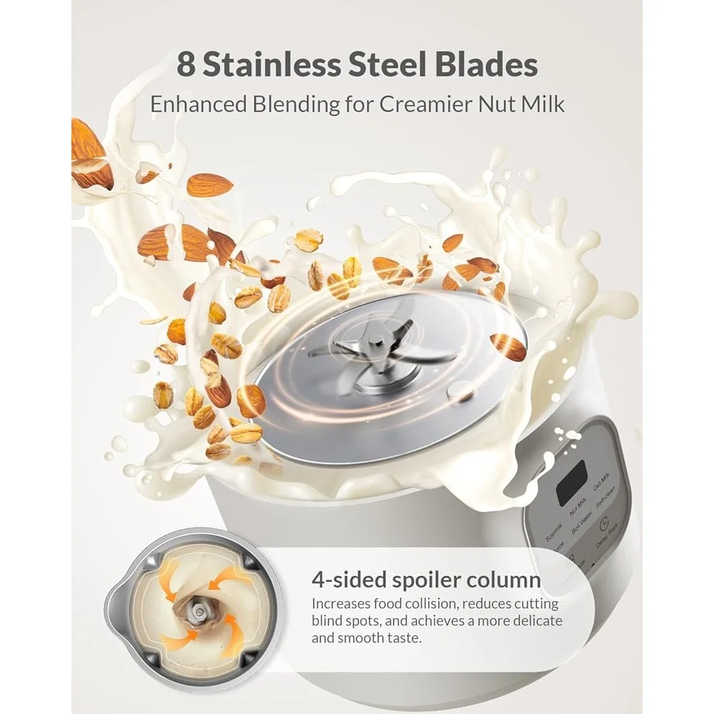 6 in 1 Nut Milk Maker Automatic Blender Soy Almond Oat Coconut Juice Self Cleaning Kitchen Appliance Healthy Beverage - Image 4