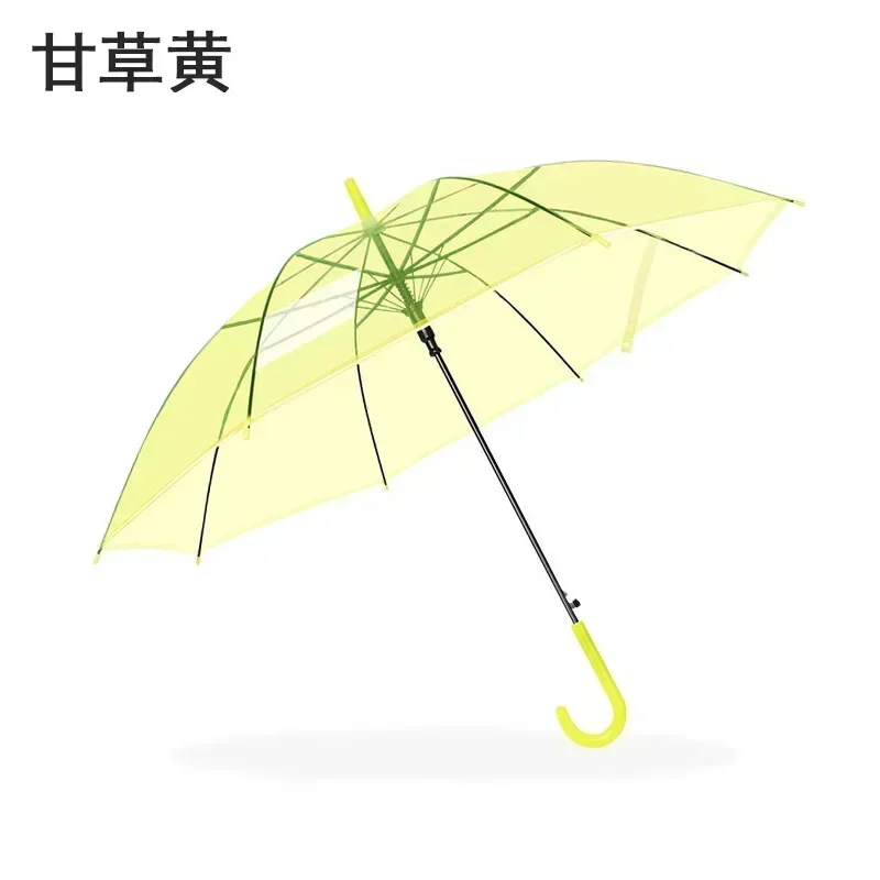 Automatic Transparent Umbrella for Students and Children Long Handle Straight Rod Environmentally Friendly Transparent Umbrella