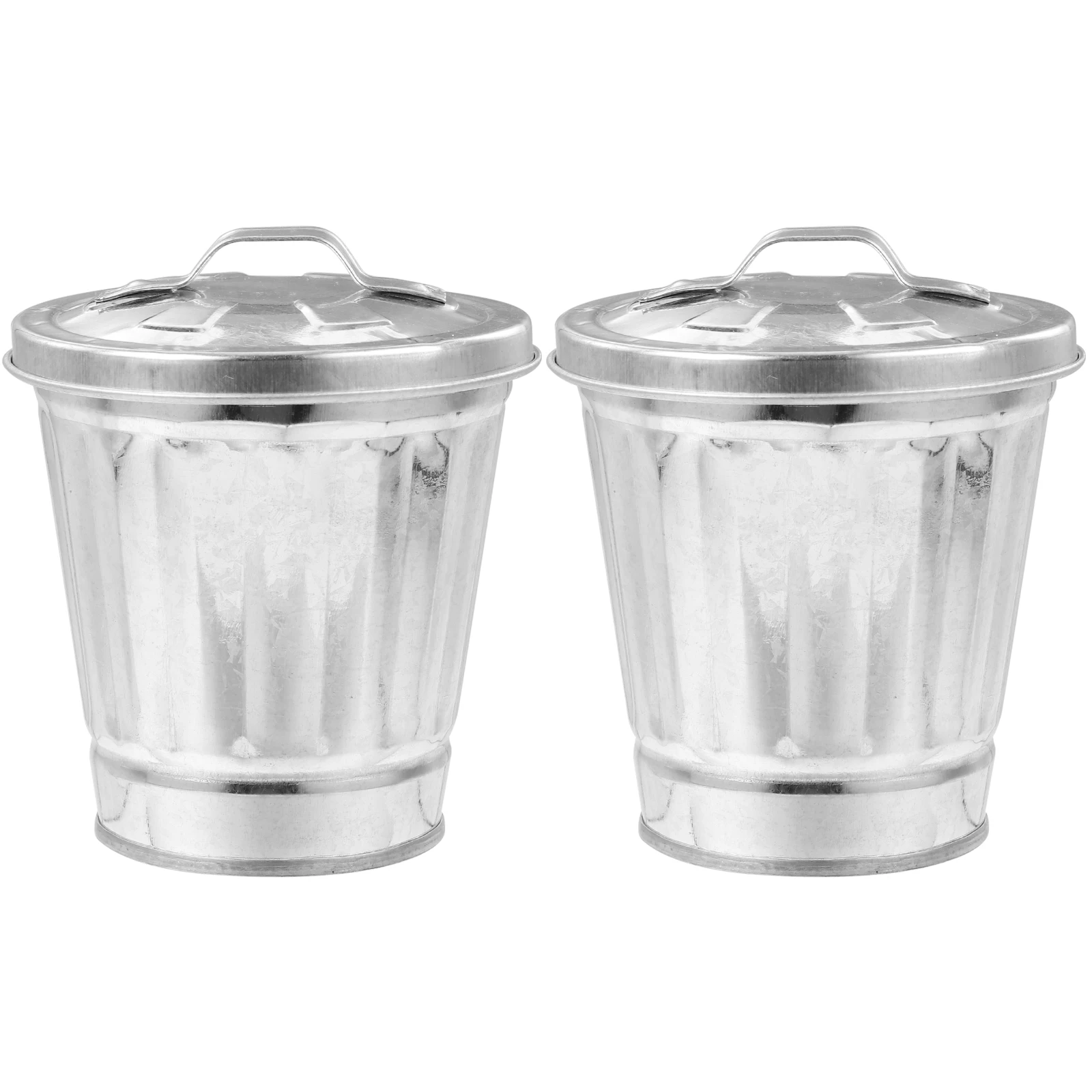 

2Pcs Small Garbage Bucket with Lid Portable Metal Trash Can for Desk Countertop Dorm Room Efficient Waste Storage Solution