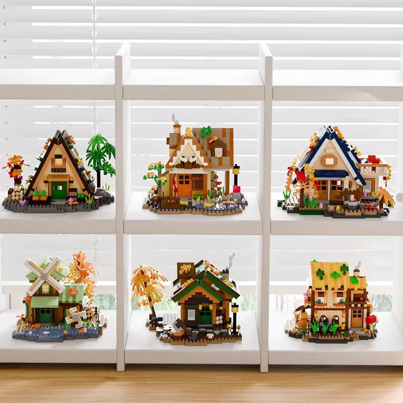 Creatieve straatbeeld bouwmodel bouwstenen bos boomhut puzzel windmolen boomhut decoratie speelgoed