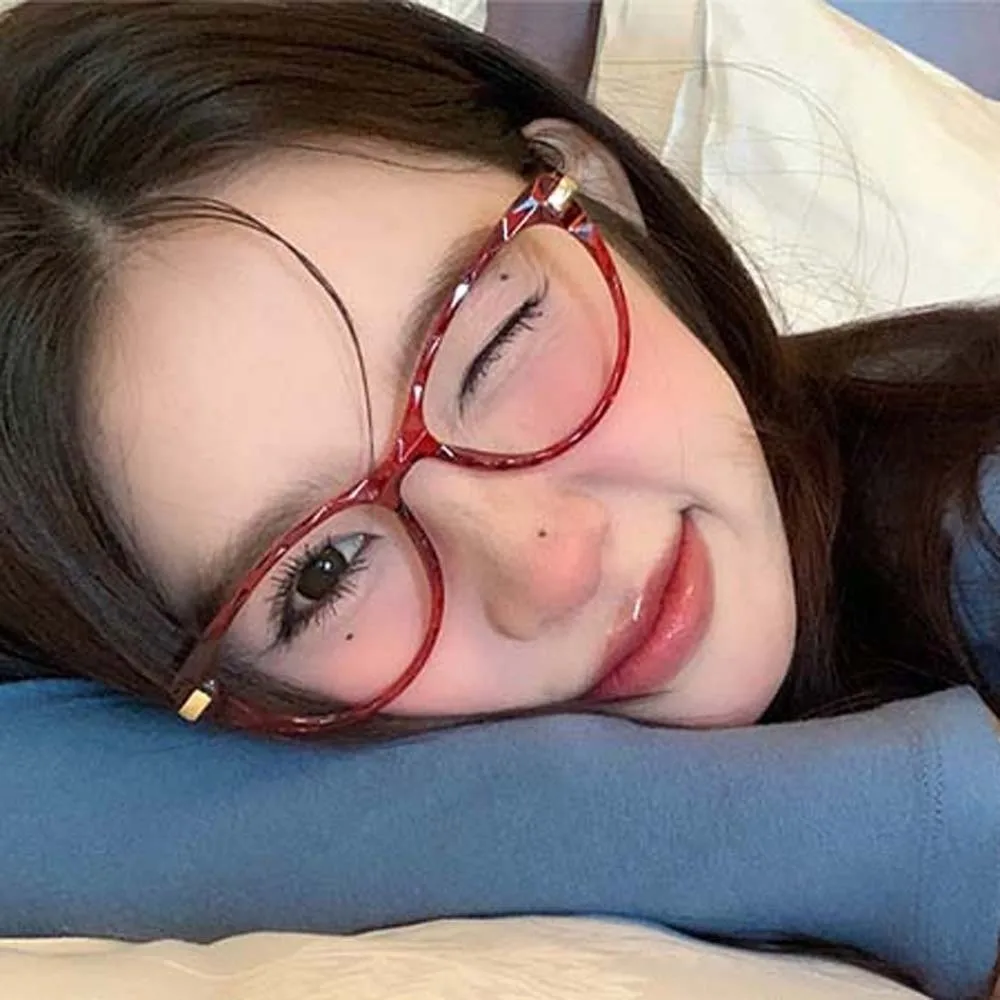 

PC Lightweight Anti Blue-lay Eyewear Thin-frame Leopard Print Cat Eye Glasses Alloy Waterproof Women Plain Glasses Gift