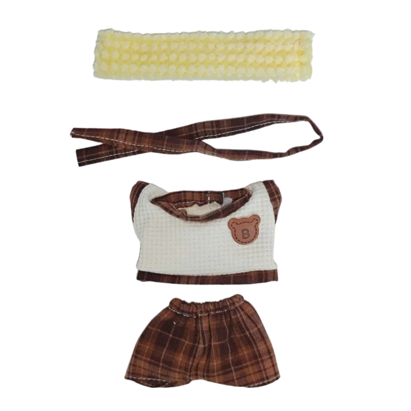 17 cm labubu vestiti vestito vestiti per bambole di peluche tubo dolce bocca grande cinturino per pesci pantaloni Macaron abbigliamento carino regalo per bambini fai da te
