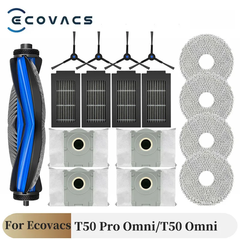 

For ECOVACS T50 PRO OMNI / T50 OMNI Robot Vacuum Replacement Part Accessory Main Side Brush Hepa Filter Mop Dust Bag