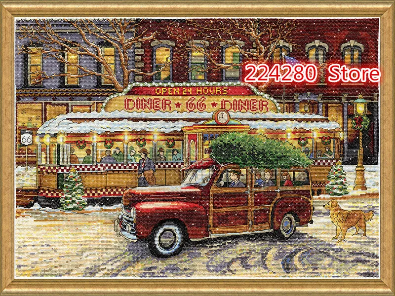 

Street 18CT 16CT 14CT Unprinted Top Quality Cross Stitch Kits Embroidery Art DIY Handmade Needlework Home Decor