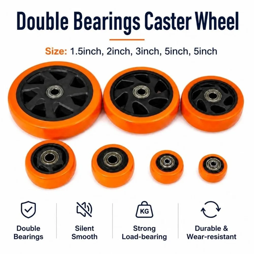 Double Bearings Caster Wheel High Load Capacity Orange Replacement Wheel Wear Resistance PVC Wheel Heavy Duty Application
