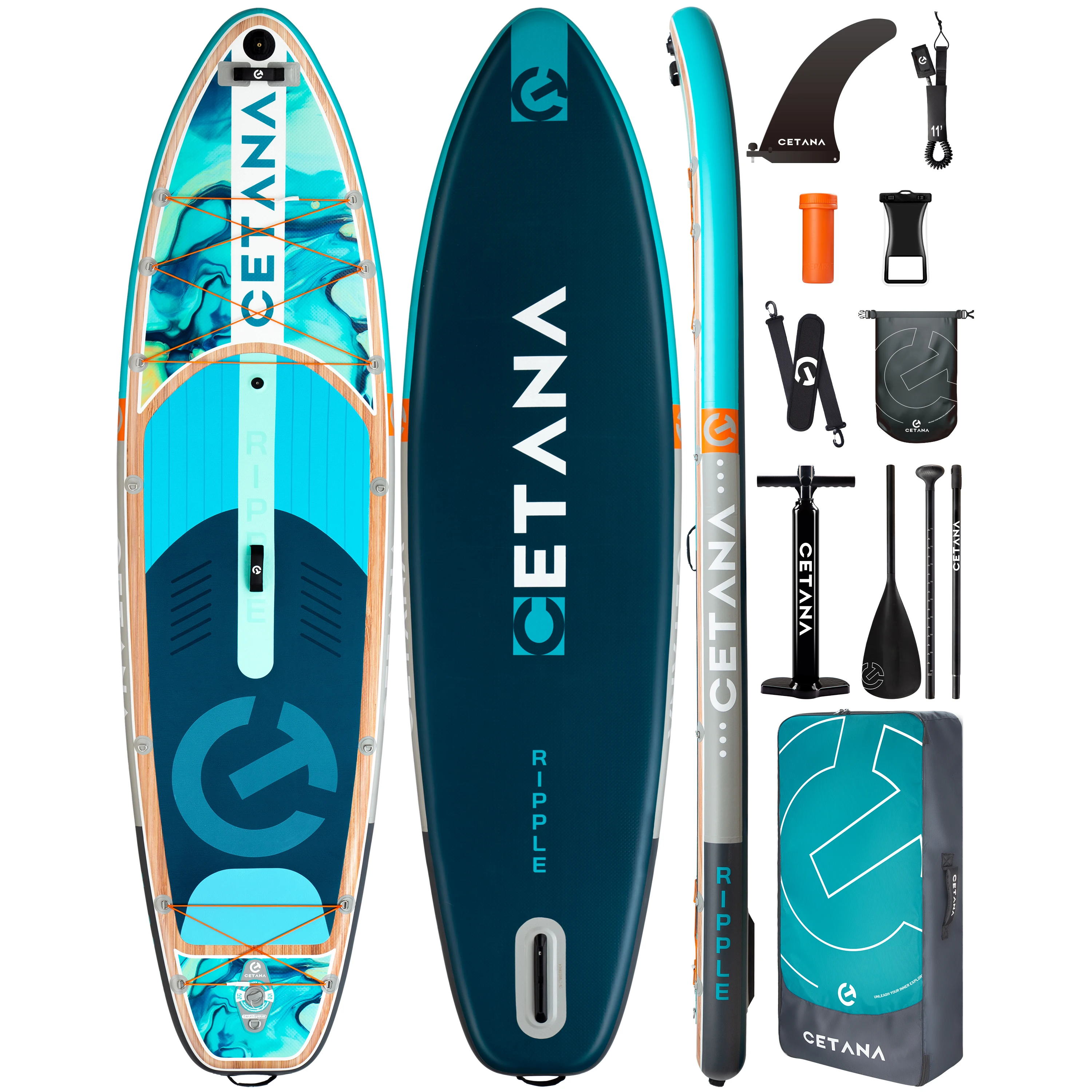 

CETAN Blue SUP Waterproof Extra Wide Inflatable Standing Paddle Board 11'×35''×6' Adult Style Aquatic Fishing With Accessories