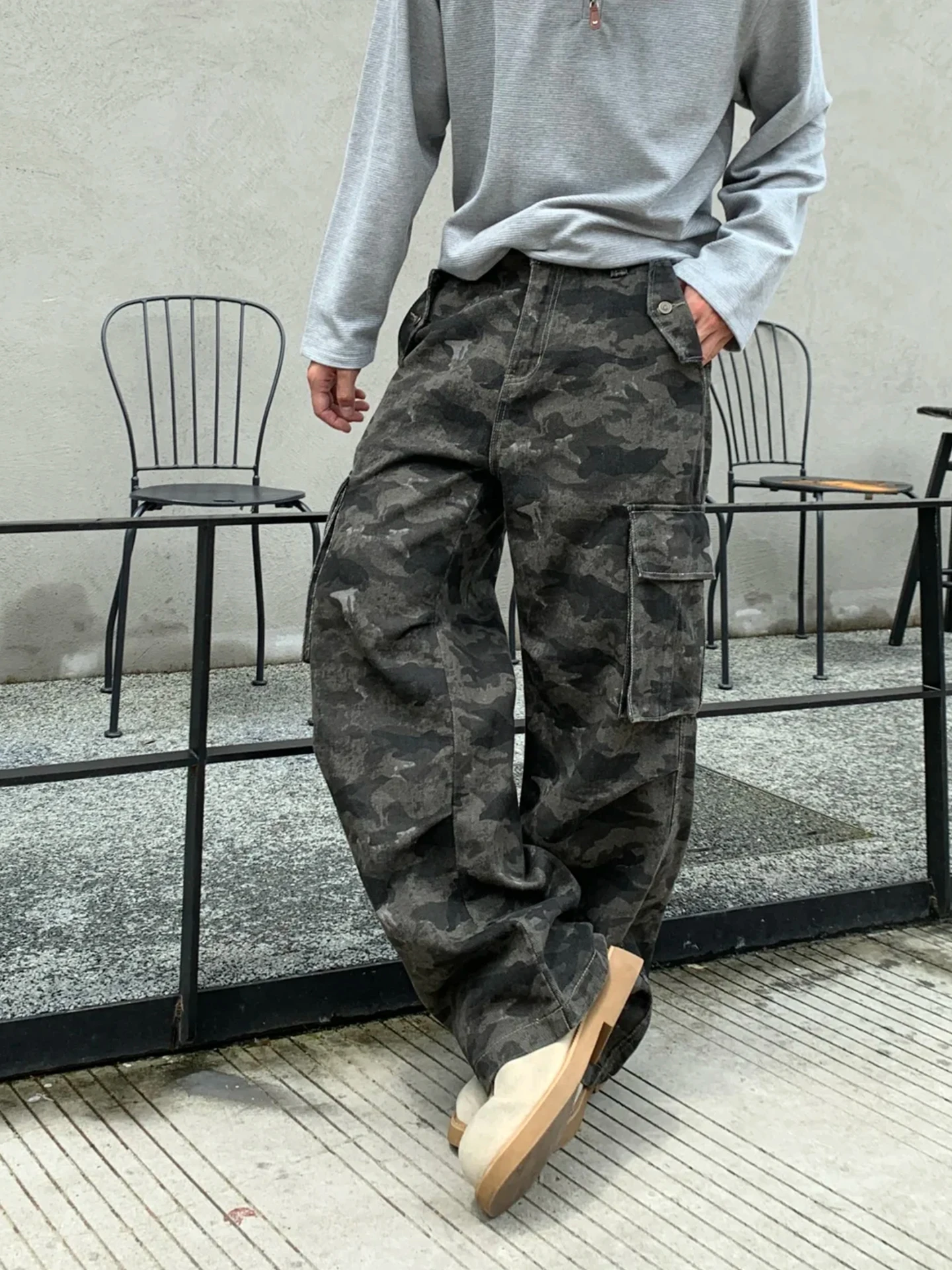 

Мужские брюки в стиле ретро-американский камуфляж, свободные, универсальные, для весны и осени, повседневные, рабочие, с множеством карманов