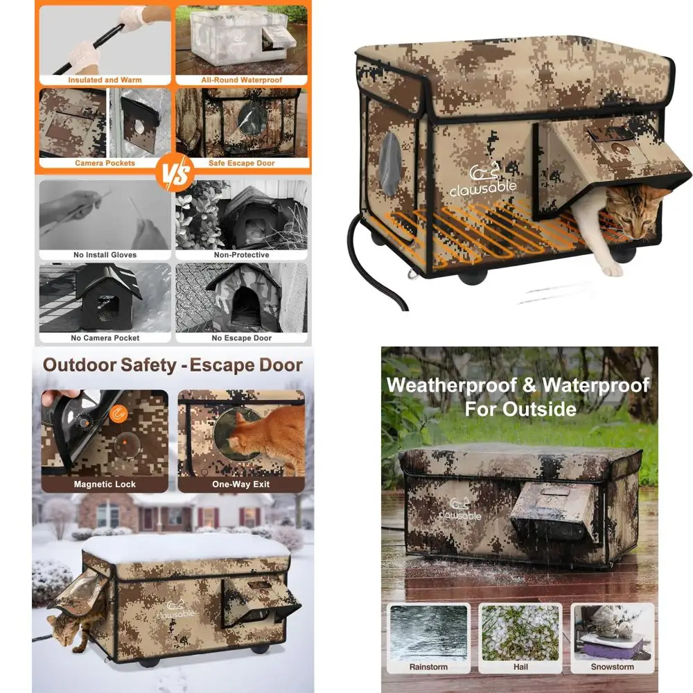 

Winter-Ready Outdoor Insulated Cat Shelter with Two Doors and Waterproof Cover