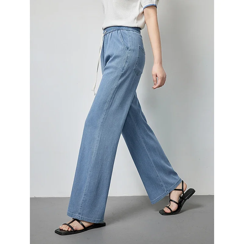 Jeans Tencel da donna 2024 estate nuovi pantaloni Casual con sensazione di cedimento e allentato