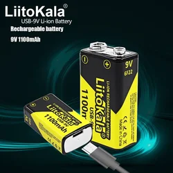 2PCS LiitoKala USB-9V 1100mAh Rechargeable battery  Type-C USB Battery  lithium for Multimeter Toy Remote Control Microphone