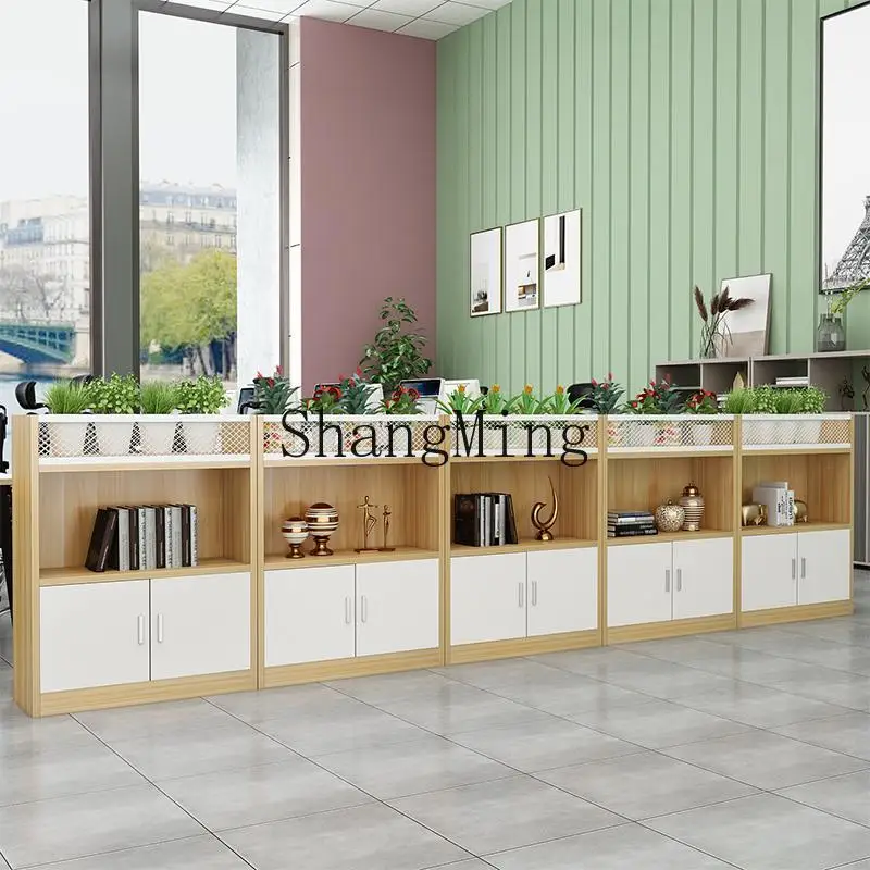 CL  wooden flower slot cabinet floor-to-ceiling green cabinet screenpackage installation rack partition wall office file