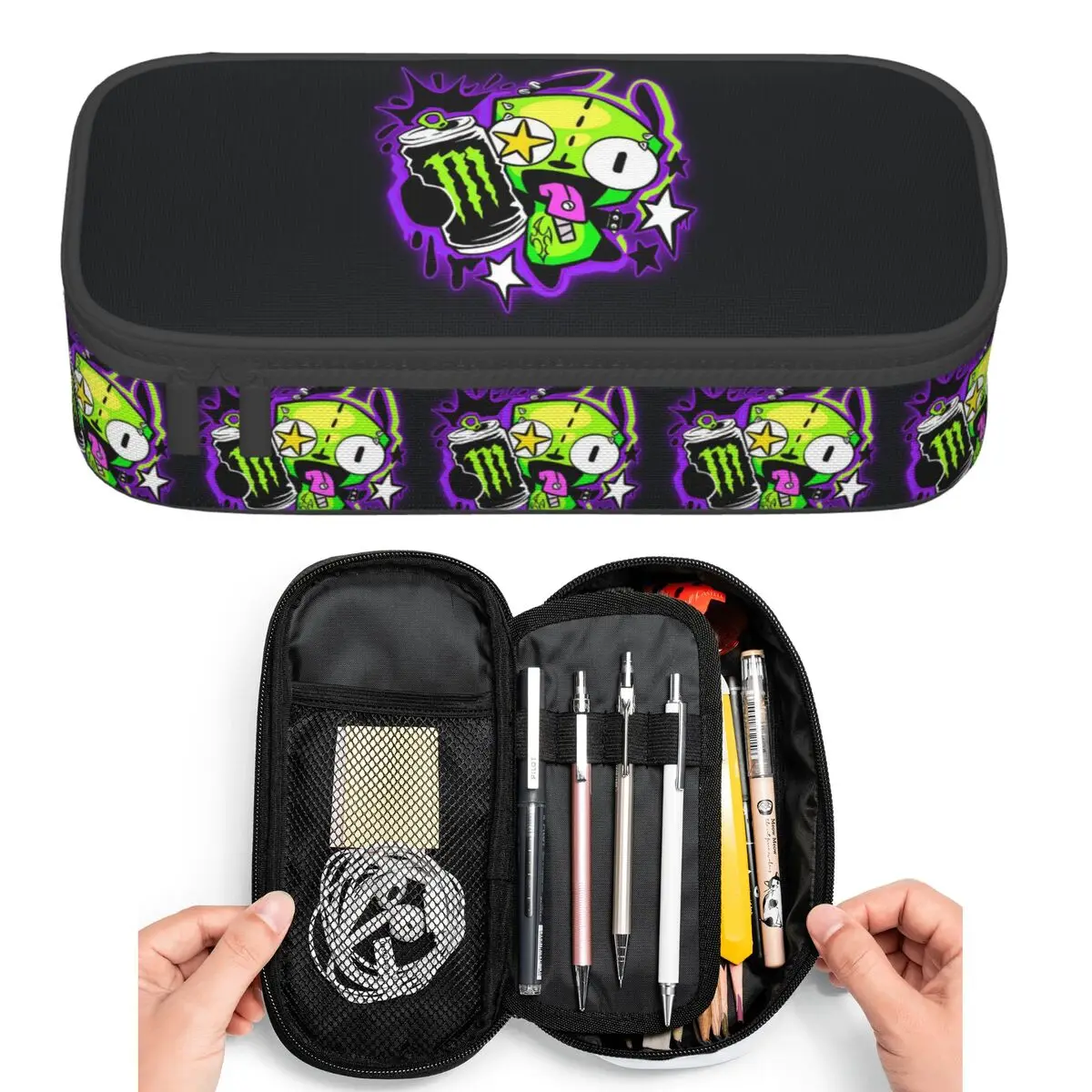 Gir Invader Zim Anime Pencil Cases for Student Pen Box Pencil Bag Big Capacity Pencil Pouch Pen Holder