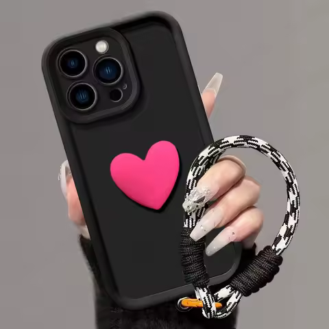 For Samsung S25 Case Galaxy S24 Plus S23 + S22 Ultra S21 FE 5G S20 S24 S20 FE S22 Phone Case Love Heart Hnad Strap Cover