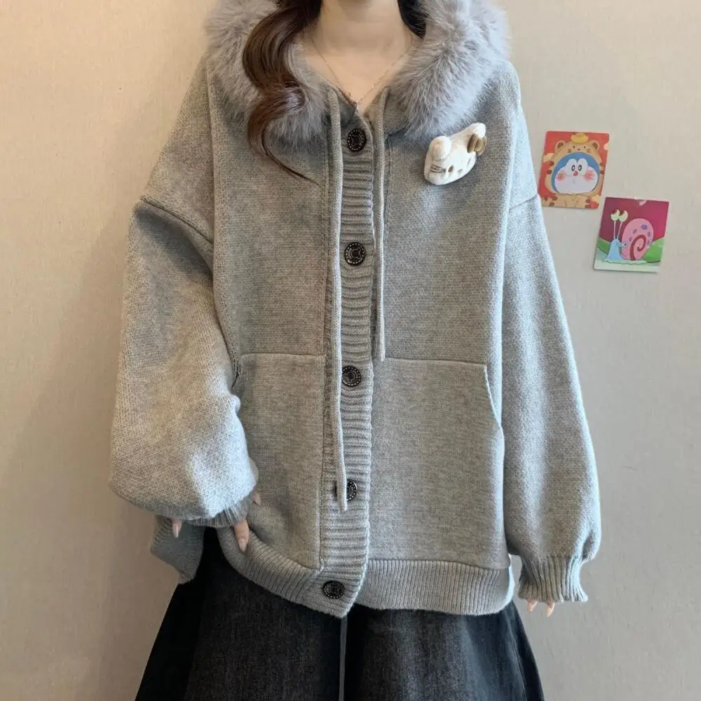 

Милый женский кардиган Hello Kitty, свитер-пальто в стиле кавайи Sanrio, аниме-топы с мультяшным принтом, повседневная кофта для девочек-студенток