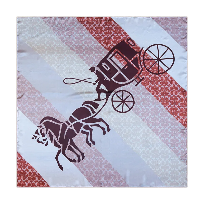 

Natural Silk Scarf Women Square 100% Silk Shawl Hand Rolled Herms Scarves Female 110CM Foulard Femme carriage