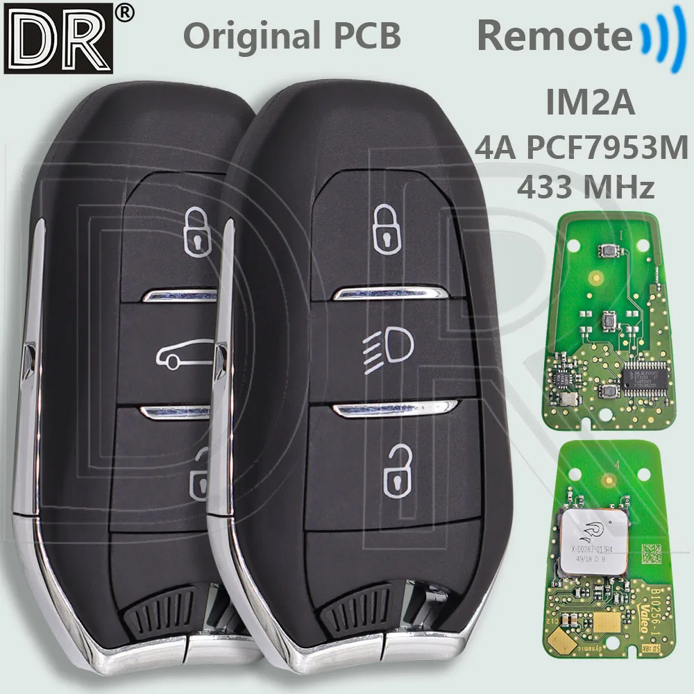 DR IM2A Original PCB ID4A PCF7953M 433MHz Proximity Car Remote Key 98123974ZD For Peugeot 2008 308 508 5008 Citroen C3 C4 C5