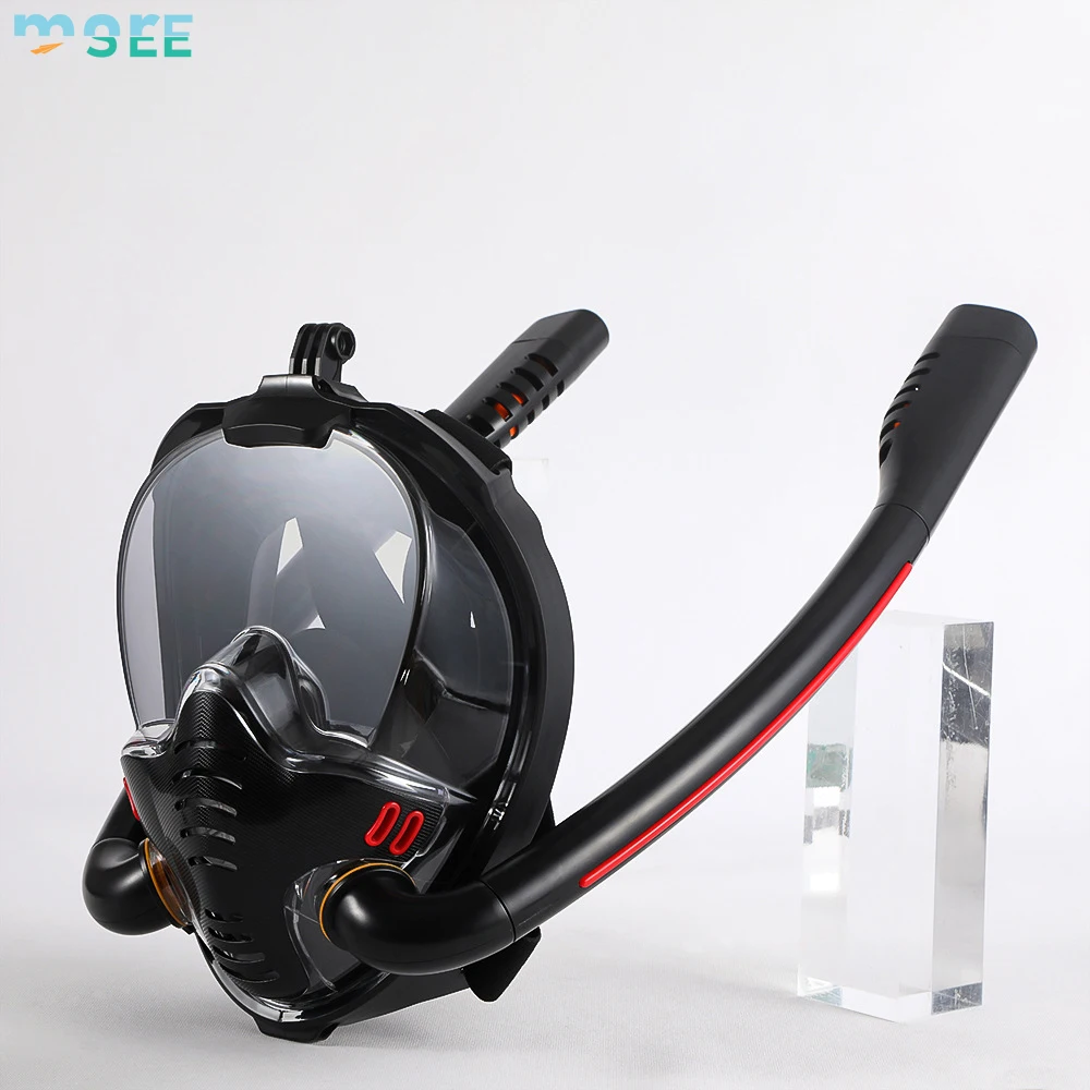 

SeeMore Double Breathing tube Anti-Leak Anti-Fog Full Face Snorkel Mask Panoramic View Snorkeling Mask For Adults Kids