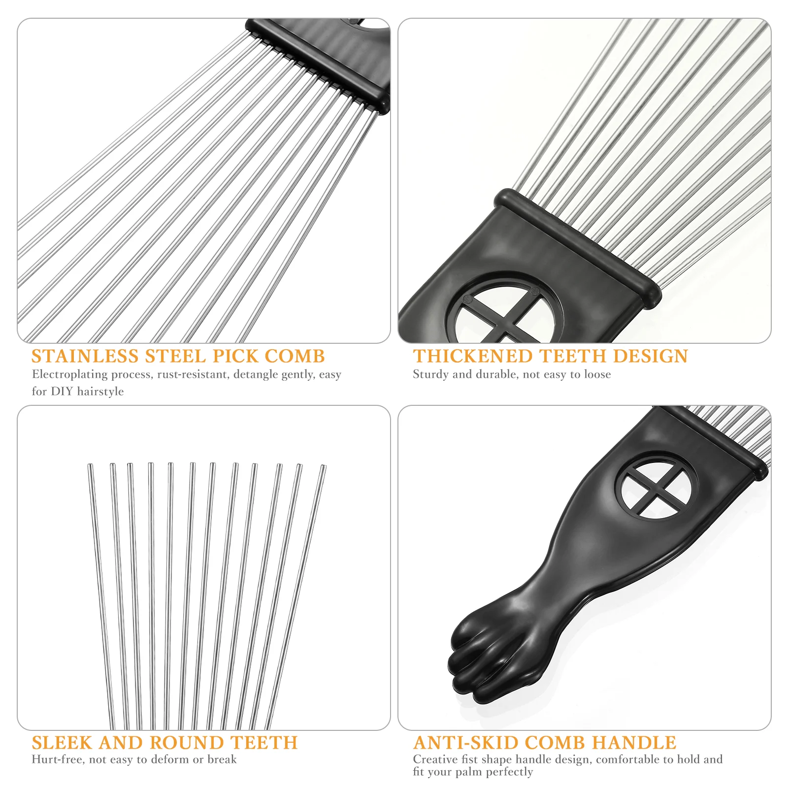 Lift Hair Pick Styling Supplies Steel Needle Comb Rake Slick Metal Barber Combs Men Detangle