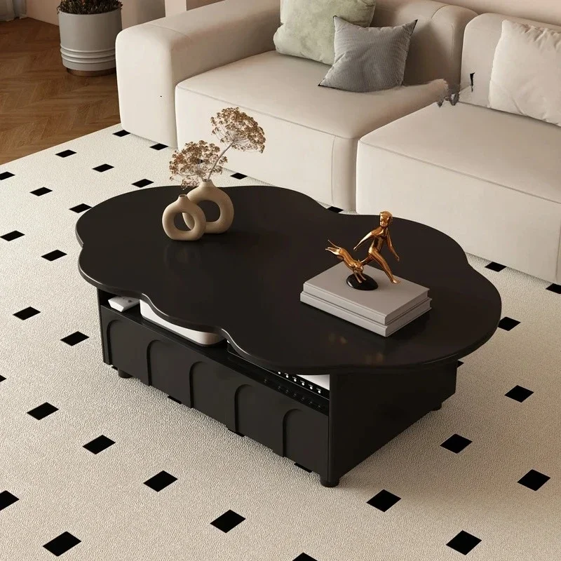 A Household French living room cloud coffee table small apartment black TV cabinet combination modern and simple