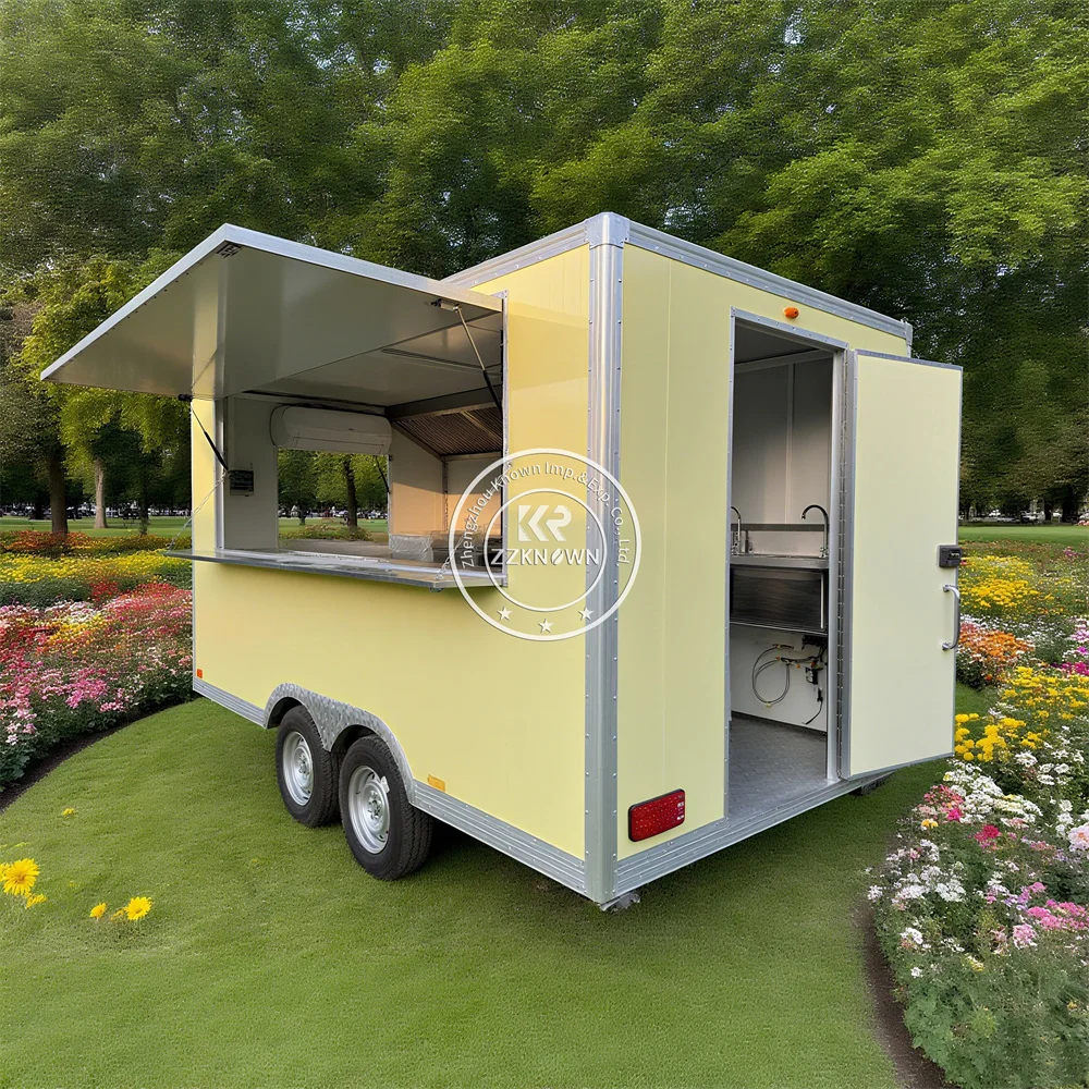 Carrello per gelato mobile personalizzato Rimorchio per fast food Rimorchio per camion per alimenti concessione mobile completamente attrezzato con cucina completa