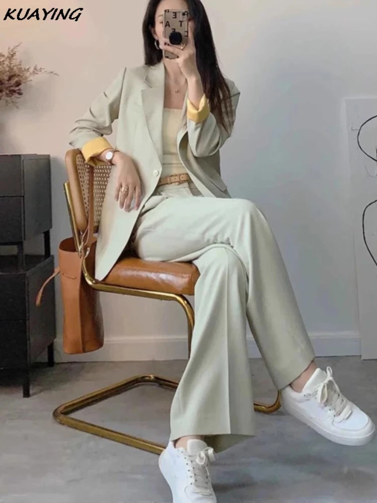 Version Loose fashion Casual Suit Temperament Professional  2025 Women's Two Pieces Office Lady Spring Autumn New Korean