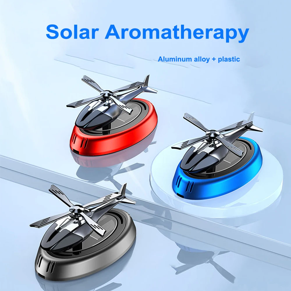 Alloy+ABS Solar Aroma Diffuser Car Air Freshener Automatic Rotation Dashboard Fragrance Helicopter Auto Aromatherapy Ornaments