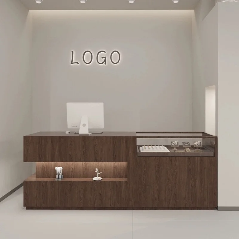 Custom. [Multi-Functional Design] Simple Modern Clothing Store Bar Decoration Shop Cashier Display Cabinet Consulting Counter Gl