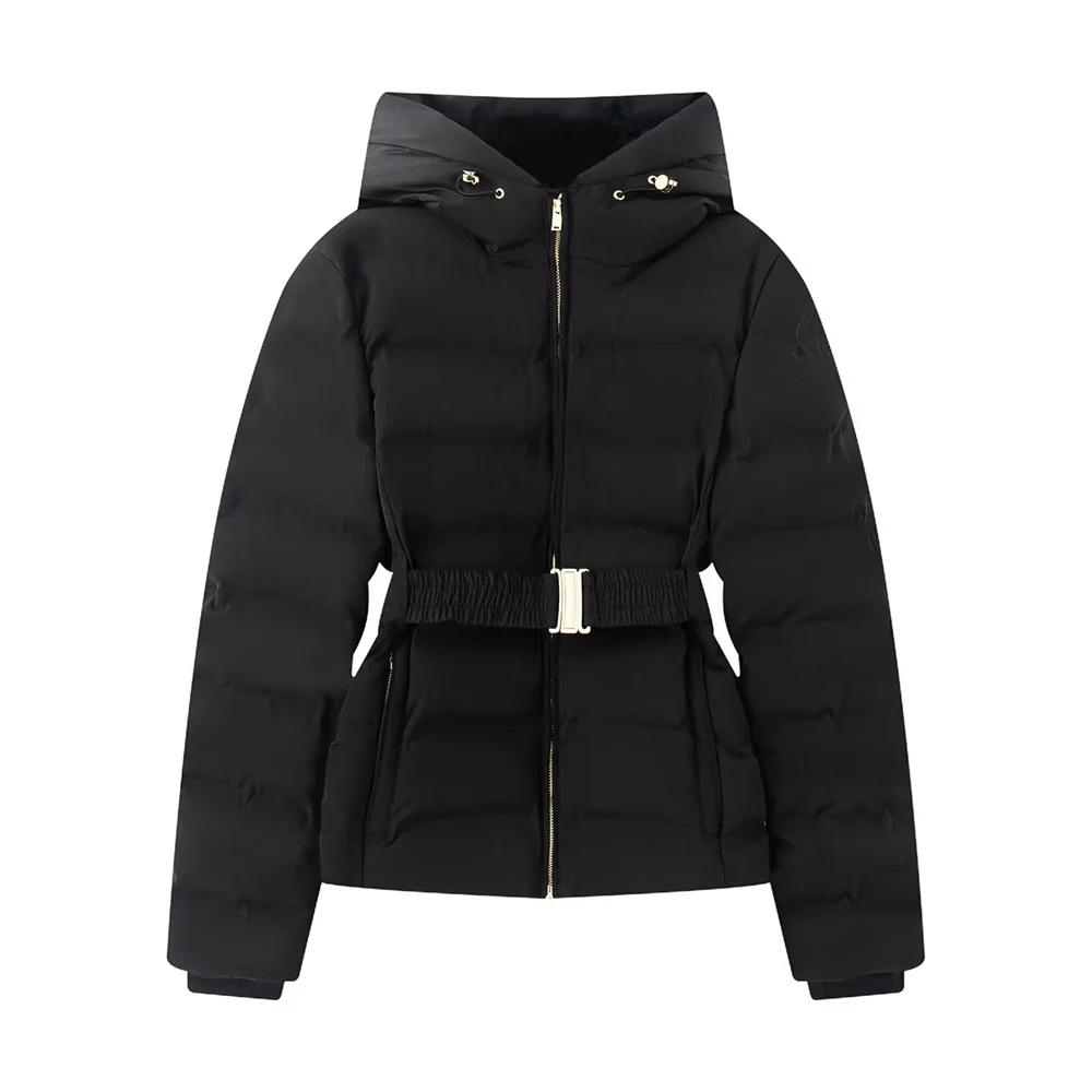 

Winter new product women's elastic waistband short slim fit hooded cotton jacket waterproof and windproof thick jacket jacket