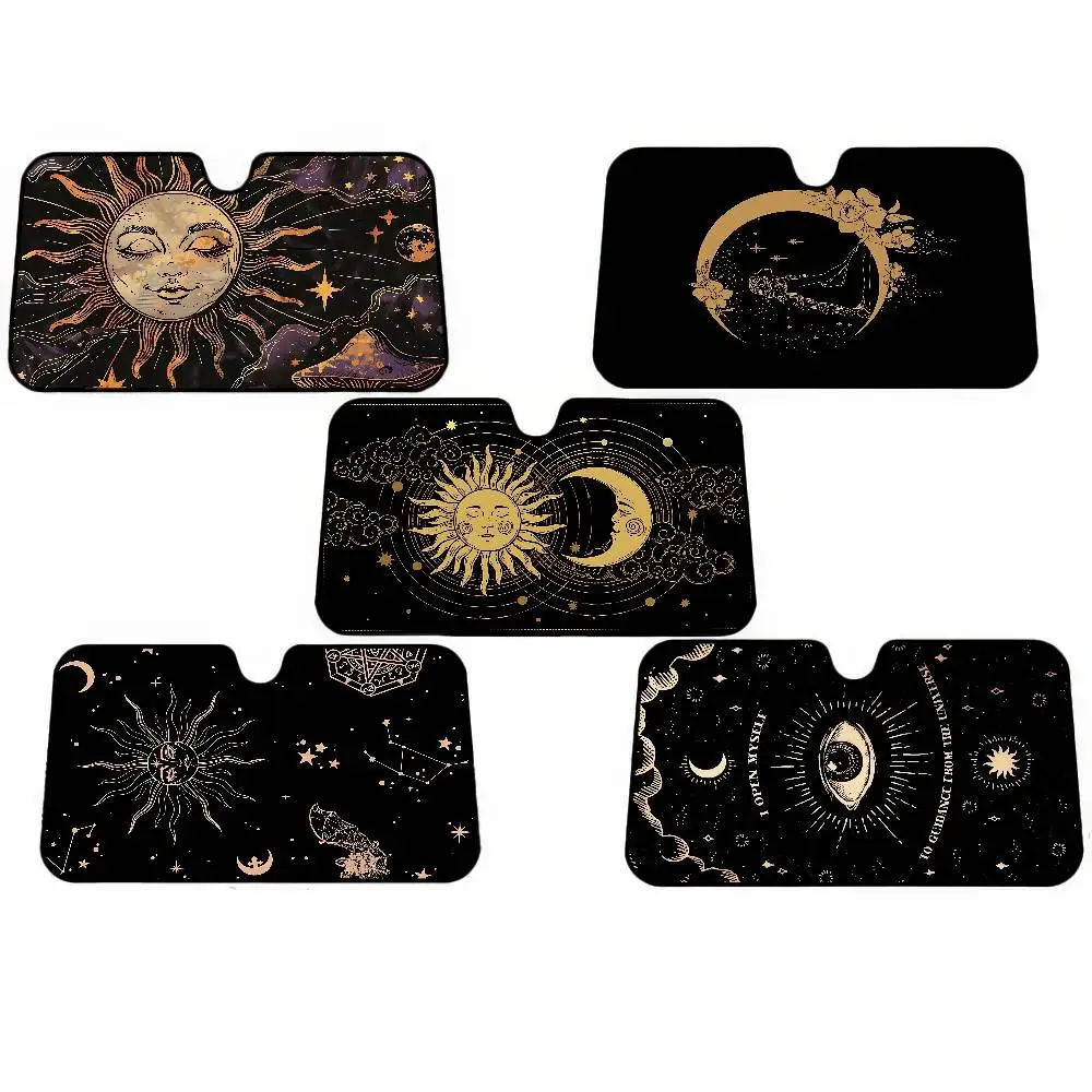 ساحرة الشمس القمر زجاج السيارة الأمامي مضحك الشمس الظل طوي الأشعة فوق البنفسجية الشمس قناع حامي ظلة للنافذة الأمامية #2