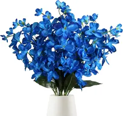 10 PCS Artificial Orchids Silk Flowers 27 Inches Blue Flowers Artificial for Decoration Wedding Dinning Home Decoration(Blue)