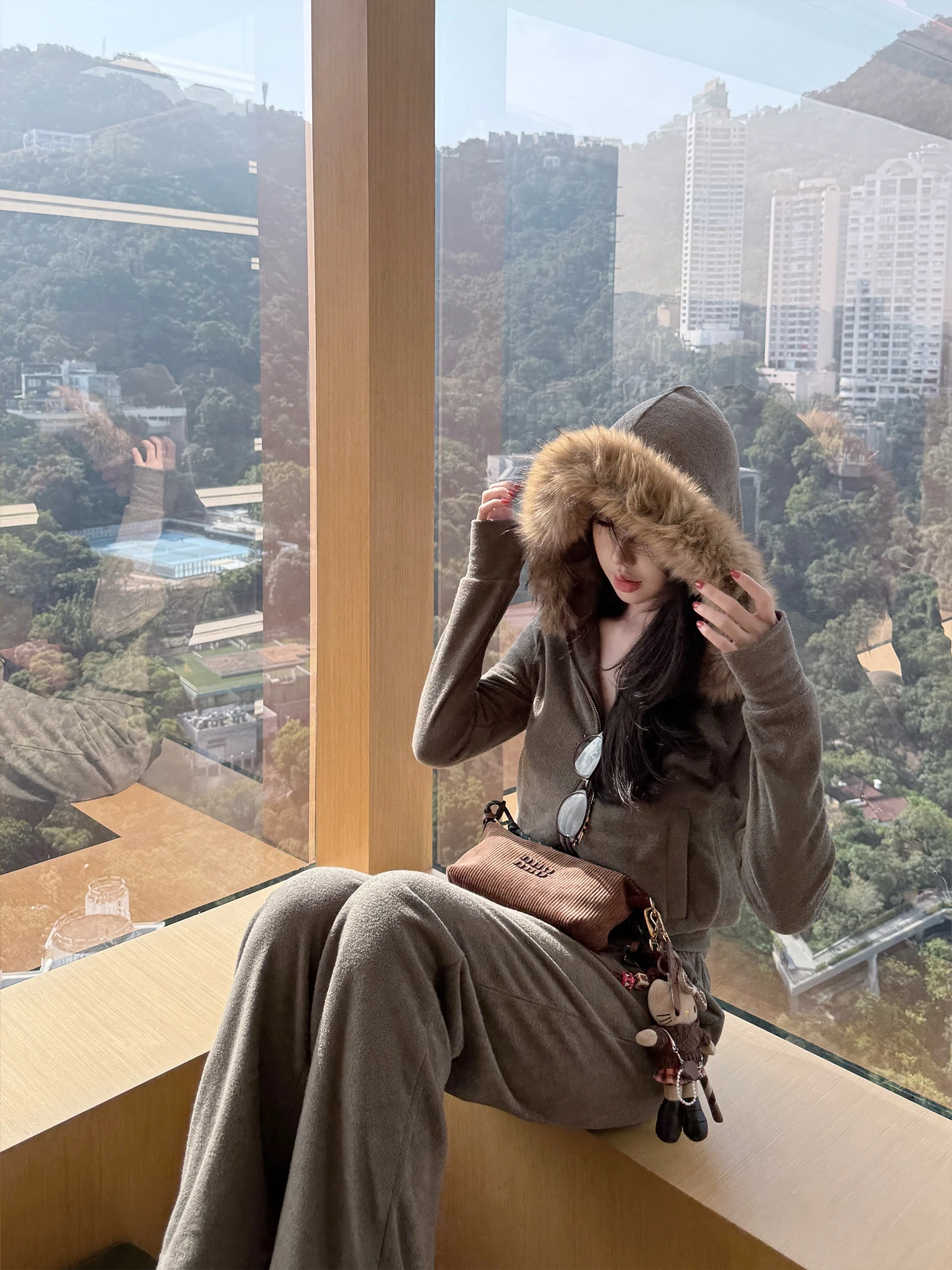 

Laareetoo Women's Zipper Hoodie Jaet And Wide Leg Pants Two Piece Set Spring Autumn Loose Waist Straight Cut Faion Ensemble