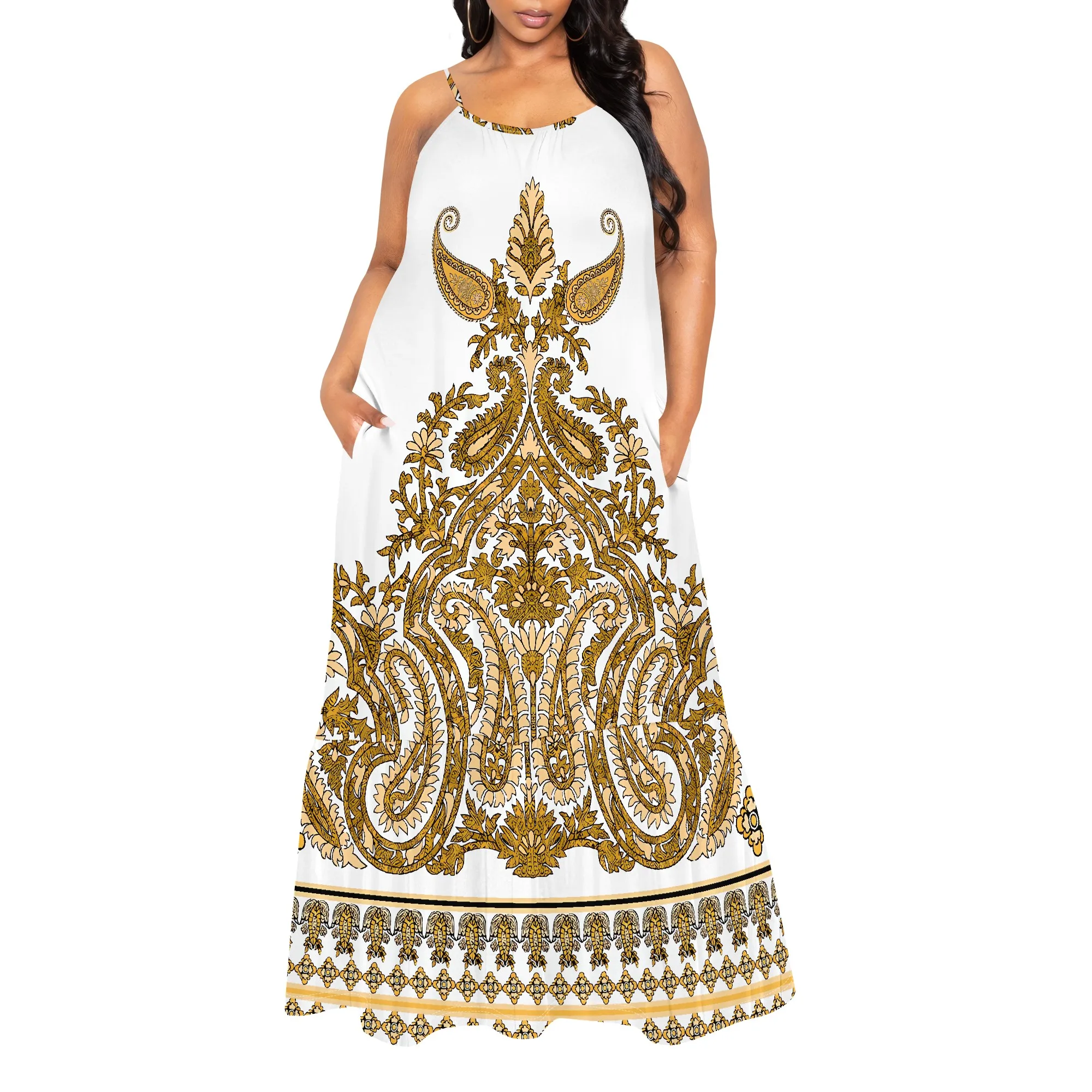 女性のセクシーなオフショルダーバックレスボディコンマキシドレスファッションプリントカジュアルパーティードレスポケット付きドレス