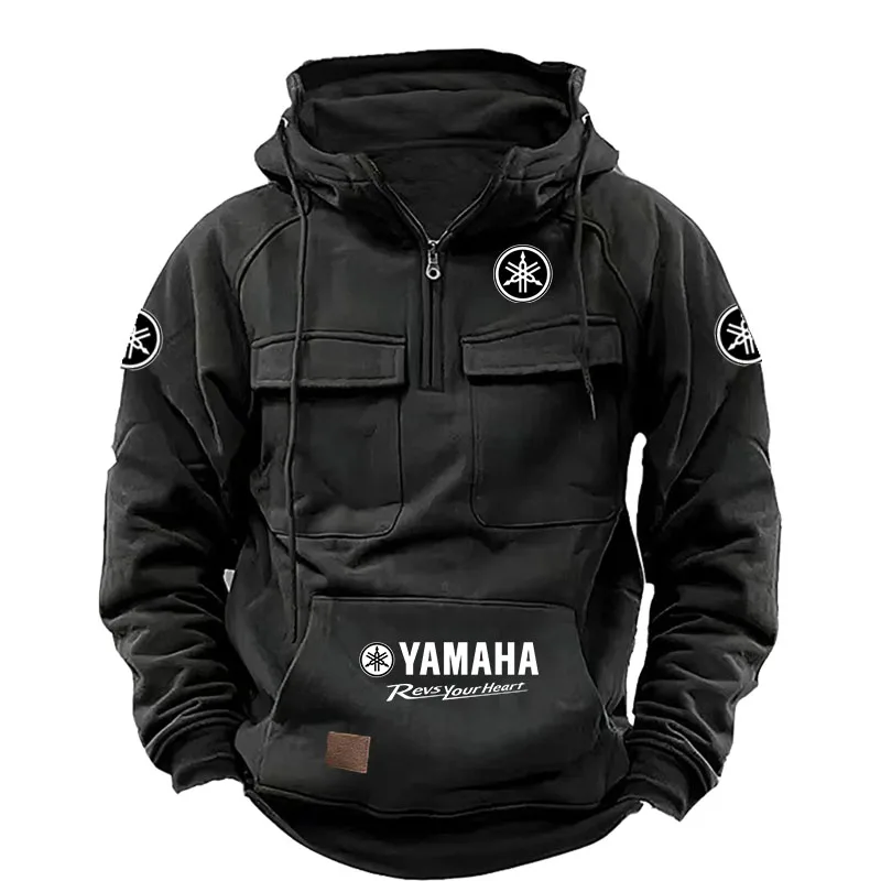 2026 Yamaha Logo Men's High Quality Multi Pocket Hoodie Coat Autumn/Winter Trendy Casual Sports Hoodie Top Hooded Sweatshirt