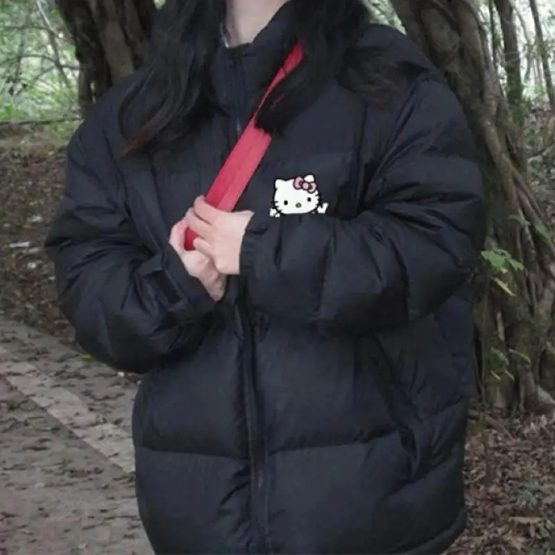 Белая хлопковая стеганая куртка свободного покроя, теплое зимнее пальто для пар, пальто в стиле хлеба, плотная зимняя верхняя одежда с длинным рукавом