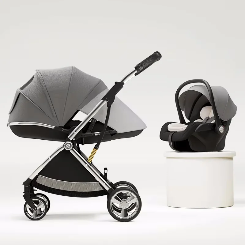 Luxe Kinderwagen Eivormige Stoel Voor Pasgeboren Met Één Hand Achterover Leunen Kinderwagen Compacte Tweeweg Draagbare Opvouwbare Kinderwagen