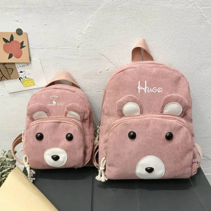 Stickerei Name Kinder modische neue Bär Rucksack niedlichen Cartoon Rucksack