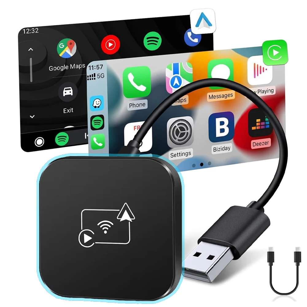 Mini Box Wired to Wireless CarPlay and Android Auto Wireless Adapter Spotify For Toyota Mazda Nissan Camry Audi Ford Kia Hyundai