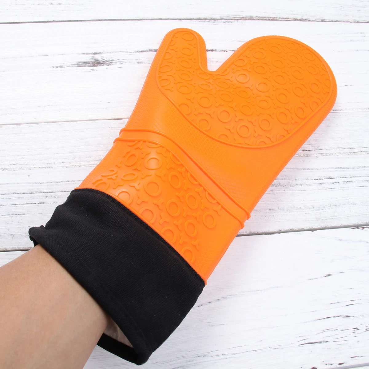 

2pc Heat Insulated Silicone Lined Aramid Fiber Anti Slip Long Cuff Bbq Grill Oven Gloves For Cooking Baking Holding
