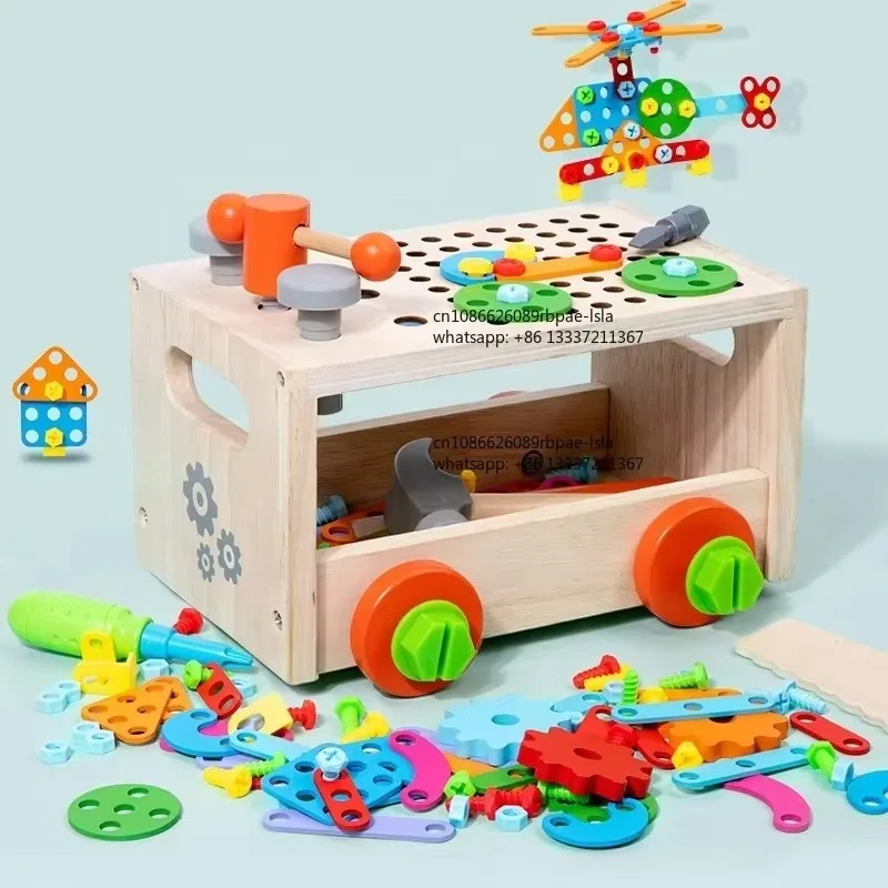 Children Screw Dismantling Assembly Toolbox Set with Manual Drill Creative Early Educational Hands On Ability Development Toy