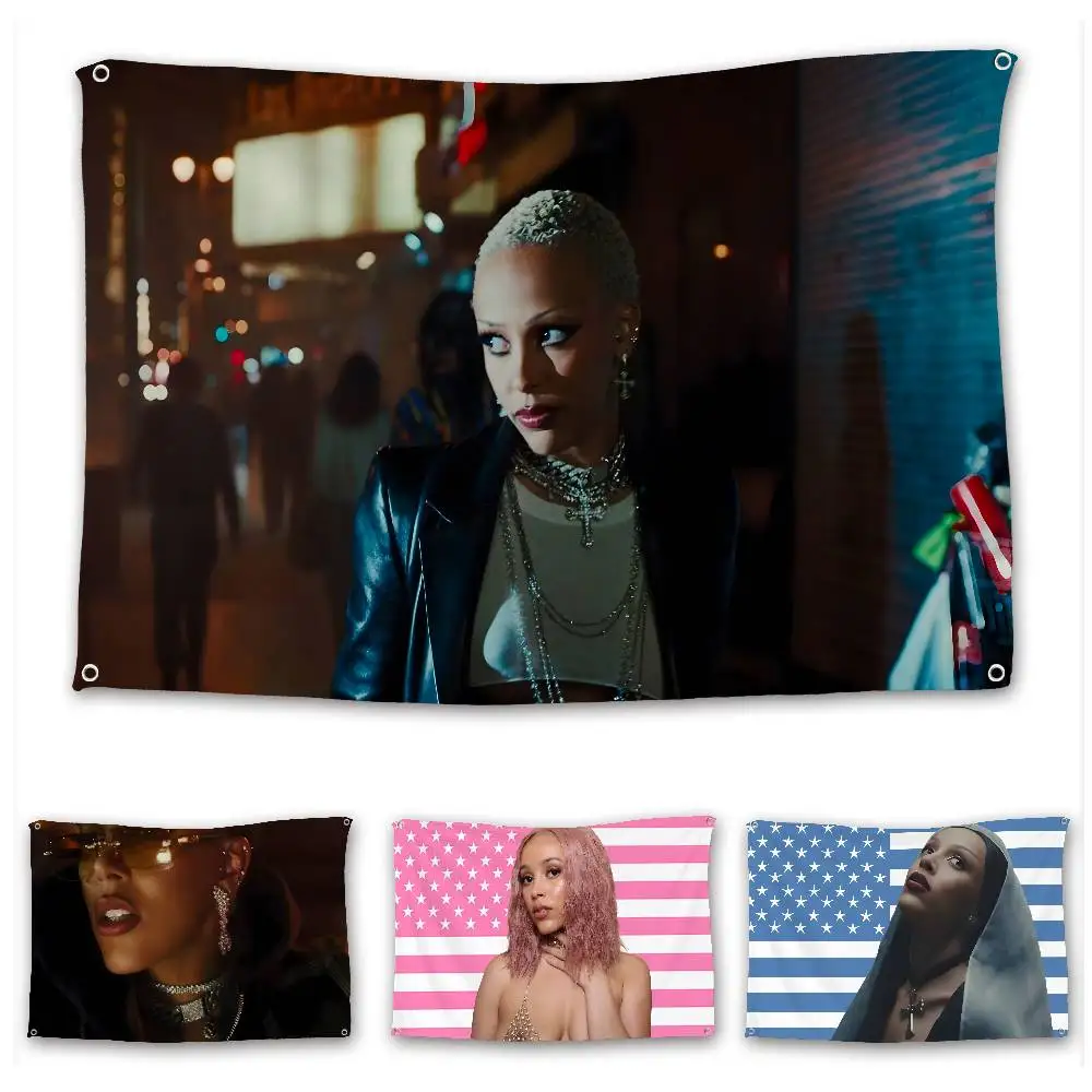

Singer D-Doja Cat USA Flag Tapestry Banner For Bedroom Outdoor Living Room Restaurant Bar Wall Decor Party