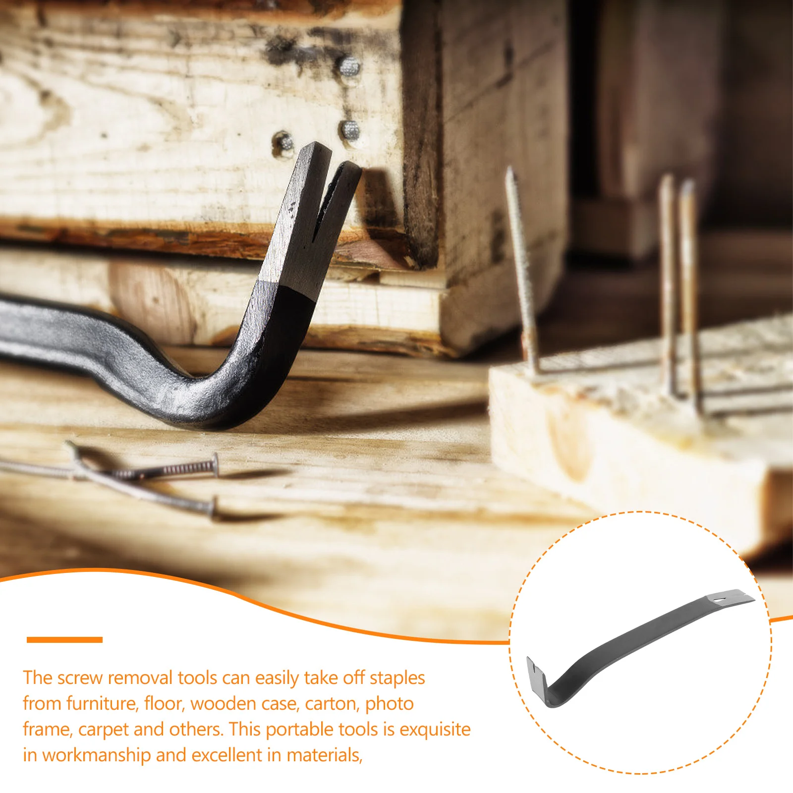 

1pc Lightweight Wrecking Bar Multipurpose Nail Remover Tool Carbon Steel Pry Bar For Carpenter Staple Extractor Hand Tool