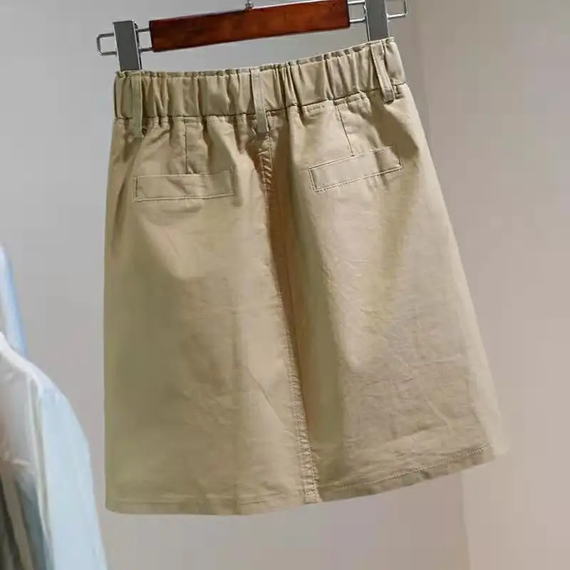 New 2025 Spring Summer Womens Denim Skirts Casual Single-Breasted High Waist A-line Skirt Front Split Jeans Skirts