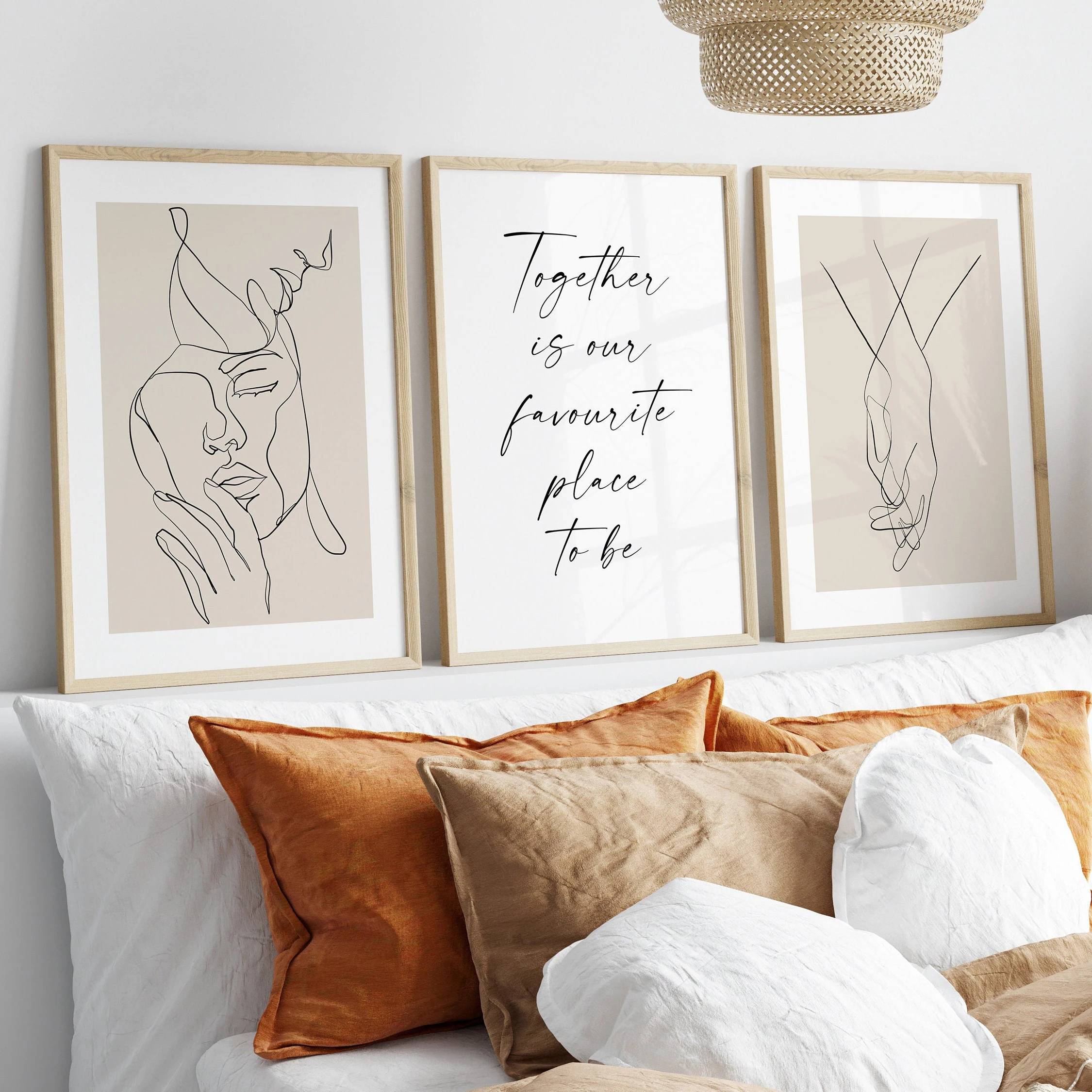 Together Is Our Favourite Place To Be Bedroom Print Wall Art Above The Bed Decor Line Text Art Minimalist Decoration Gift Poster