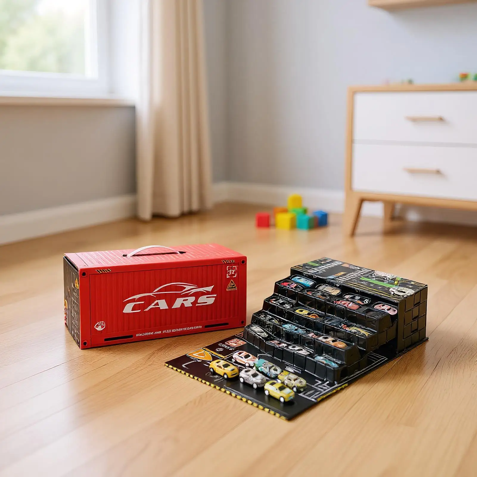 ألعاب تعليمية صغيرة قابلة للسحب للخلف مكونة من 48 قطعة من ألعاب السباق مع سجادة لعب للأطفال والأولاد والمنزل والسفر وغرفة النوم والفصول الدراسية