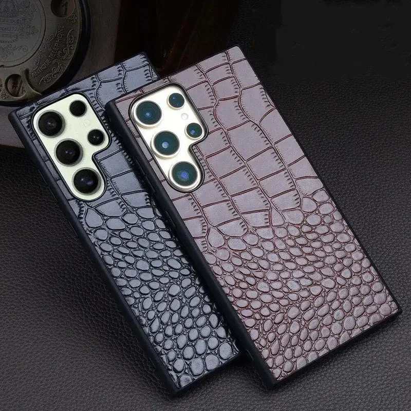 

2026 Genuine Cowhide Leather Case for Samsung Galaxy S23 S24 S25 Ultra Business Back Cover