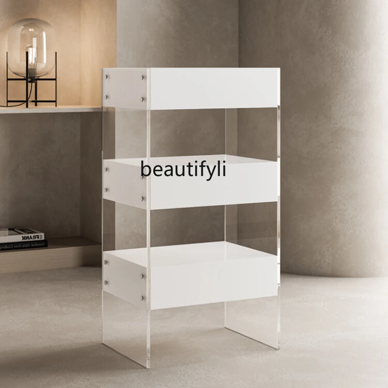 Acrylic Side Cabinet Storage Cabinet Floor Double Deck and Multi-Layer Storage Cabinet Creative Shelf Room