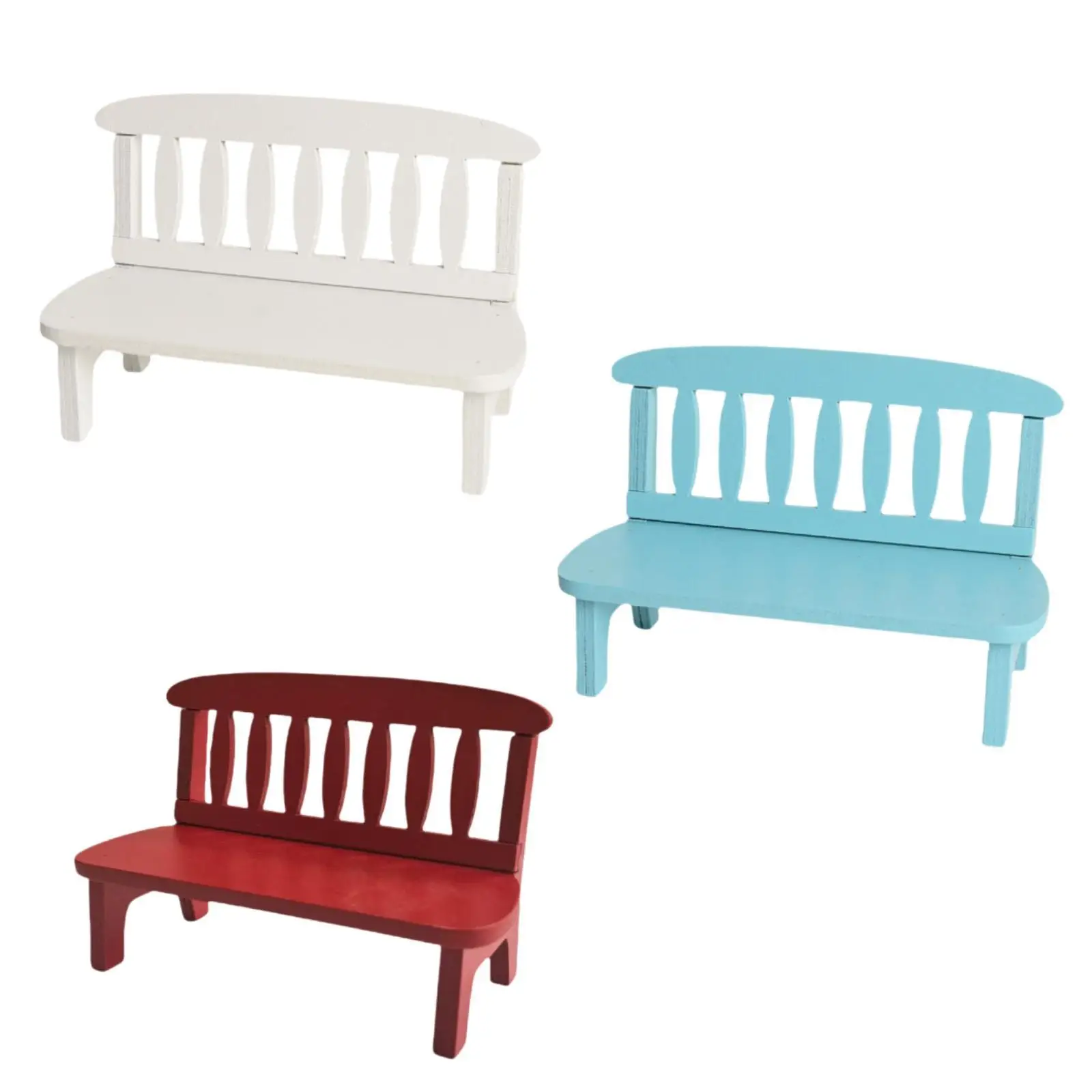 Mini-Puppenhausbank aus Holz, Miniaturbank für Puppenhäuser, Mittelstück, Doppelstuhl