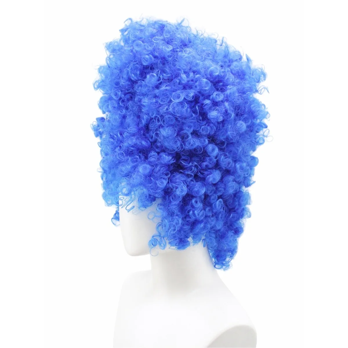 Vibrant Blue Voluminous Explosive Big Wavy Curly Layered Synthetic Wig 16inch for Cosplay Party